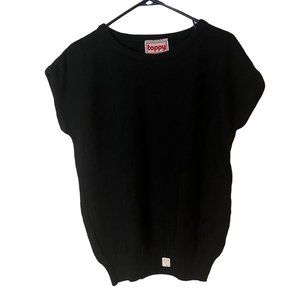 Womens Sweater Vintage TOPPY Cap Sleeve Black Cable Knit USA NEW Size Medium